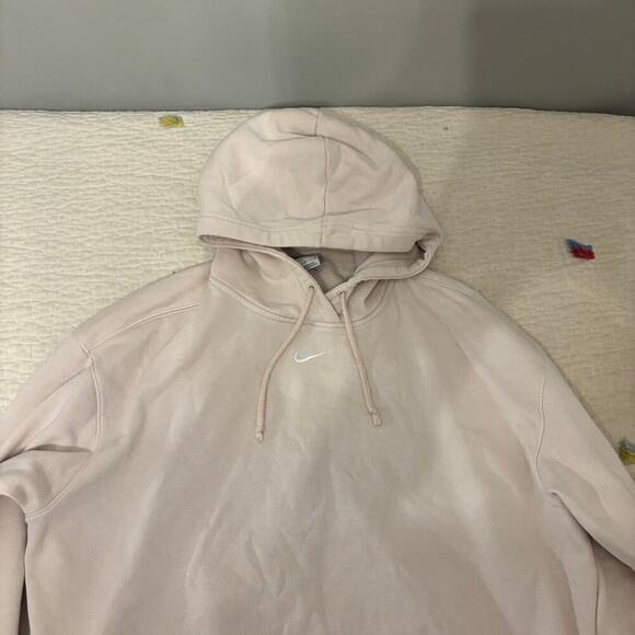 Nike Womens Crème Center Swoosh Hoodie Sweatshirt Large - Picture 2 of 8